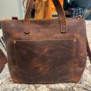 Portland leather Brown Leather Tote Bag with zipper Canyon